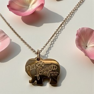 RARE Tiffany & Co. Elephant Never Forgets Charm Necklace 18k Rose