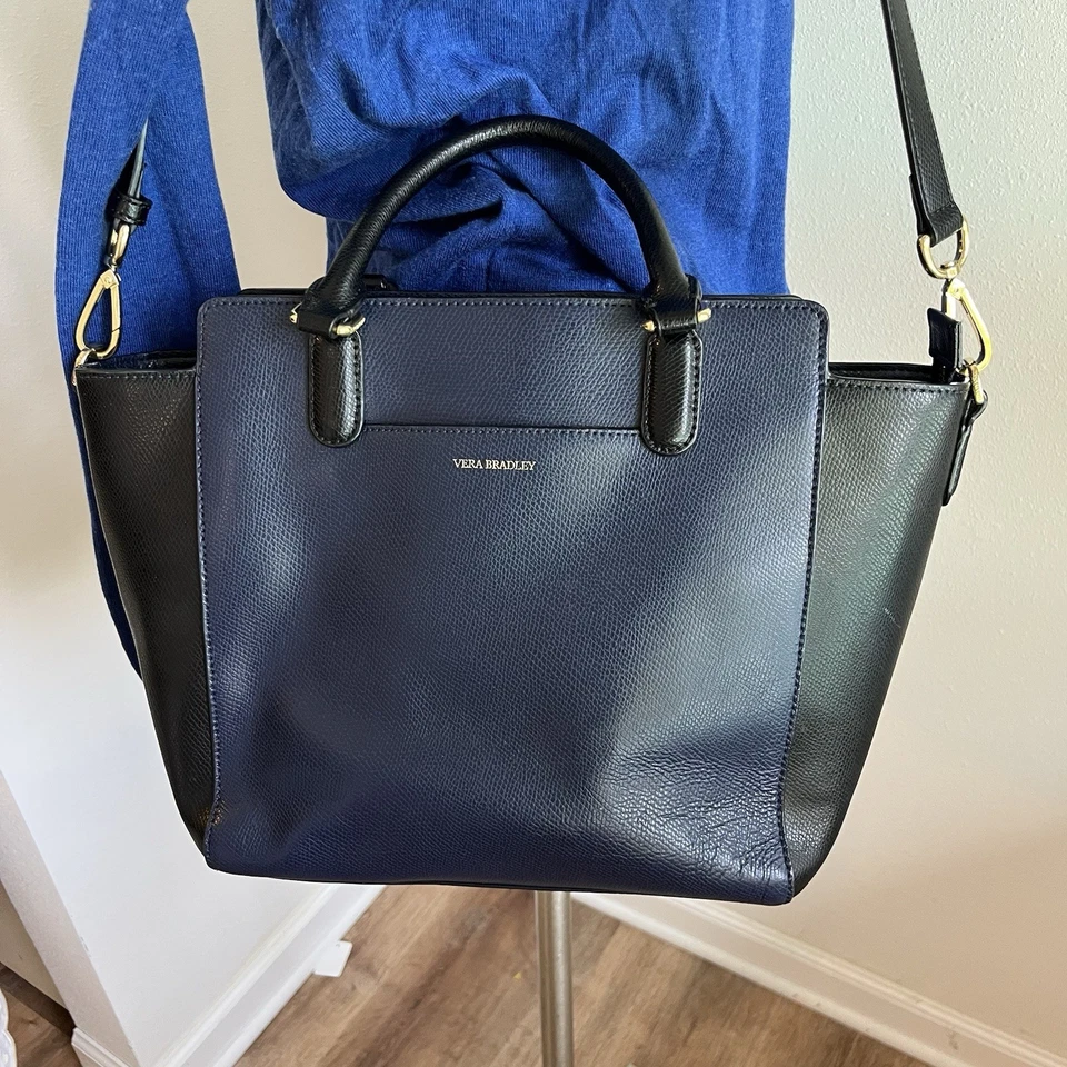 Vera Bradley Morgan Bolso Cartera/Bruzado/Bolso de Mano Cartera Negro/Azul Marino  Foto 3 de 4