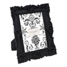 Laura Ashley 5x7 Black Ornate Textured Hand-Crafted Resin Picture Frame with