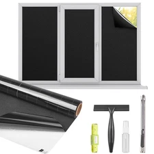 Blackout Window Privacy Film Total Light Blocking Room Darkening Window Cover...