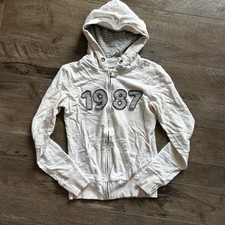 Y2K Aeropostale Women's Full Zip Hoodie Jacket White/Grey Sz Small