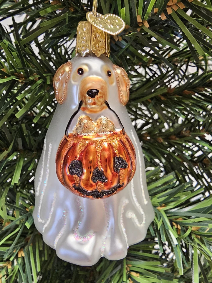Trick or Treat Pooch Dog Old World Christmas Ornament, Hand Painted Blown Glass