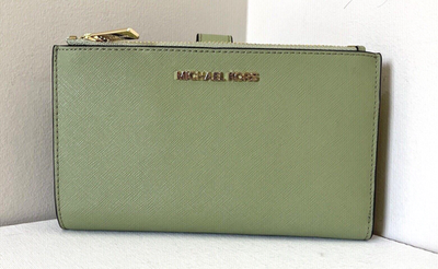 New Michael Kors Jet Set Travel Double Zip Wallet Saffiano Leather