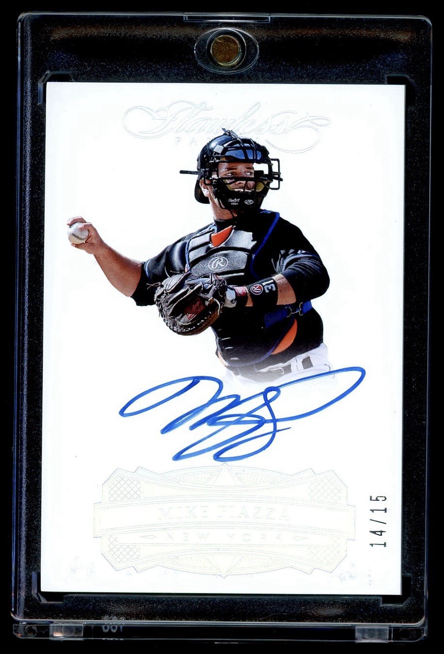 2017 Panini Flawless Mike Piazza On Card Autograph Auto Silver Holo /15 Mets