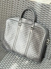 BOTTEGA VENETA Mens Briefcase Leather Black S...