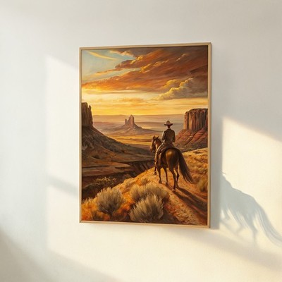 The Old West Frontier Lone Cowboy Western Pferd Öl ländlich Southwestern Bauernhaus