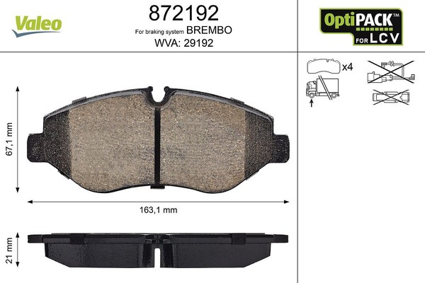 Bremsbelagsatz Scheibenbremse Vorne Valeo 872192 FÜR Mercedes Benz VW Belagsatz-image