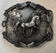 Vtg 1978 Horse Belt Buckle Bergamot Brass Works