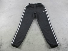 Adidas Pants Girls Large 14 Black Fleece Joggers 3 Stripe Athletic AK4872