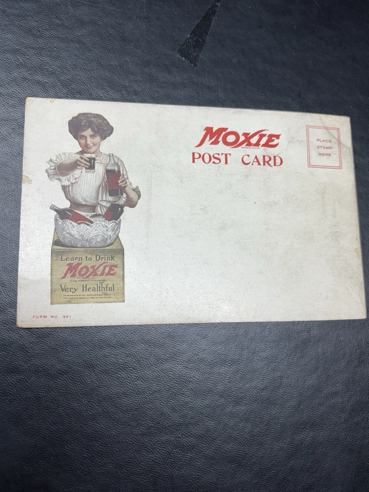 Tarjeta postal MOXIE publicitaria de refrescos de la década de 1920 Foto 2 de 4