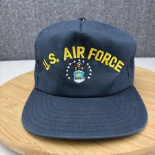 Vintage U.S. Air Force Hat Cap Snapback Adjustable OSFM Blue Cotton Made in USA