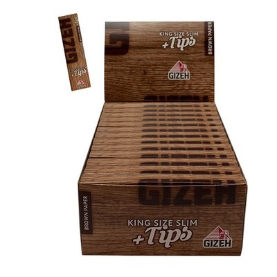 Box Gizeh King Size Slim Brown Paper + Tips, 26  Hefte à 34 Blatt und Tips