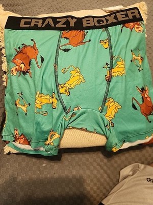 MENS CRAZY BOXER DISNEY LION KING SIMBA PUMBA TIMON BOXER BRIEF SIZE XL (40/42)