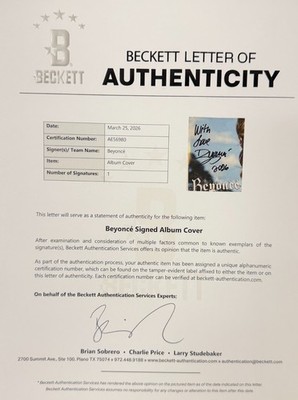 Beyoncé Signed B'Day Framed Vinyl LP Album Authentic Autograph