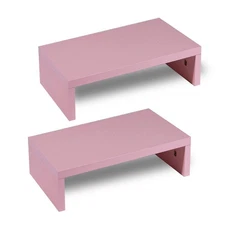Pink 15 Inch Dual Monitor Stand Plywood Laptop Stand for Home Office