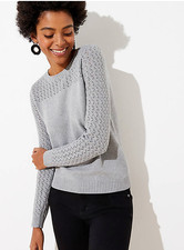 NEW NWT Loft Stitched Yoke Sweater Size: XS Color: Grey