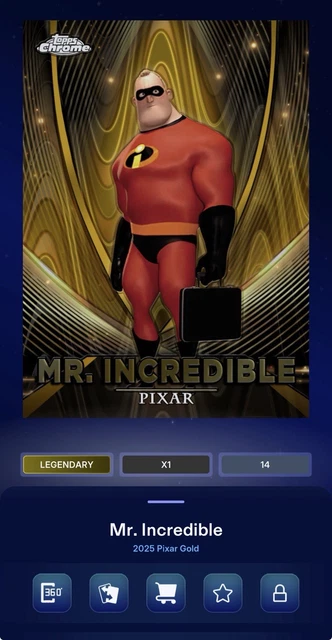 DIGITAL TOPPS DISNEY Mr. Incredible PIXAR LEGENDARY RAYWAVE GOLD ETCH /25 Read