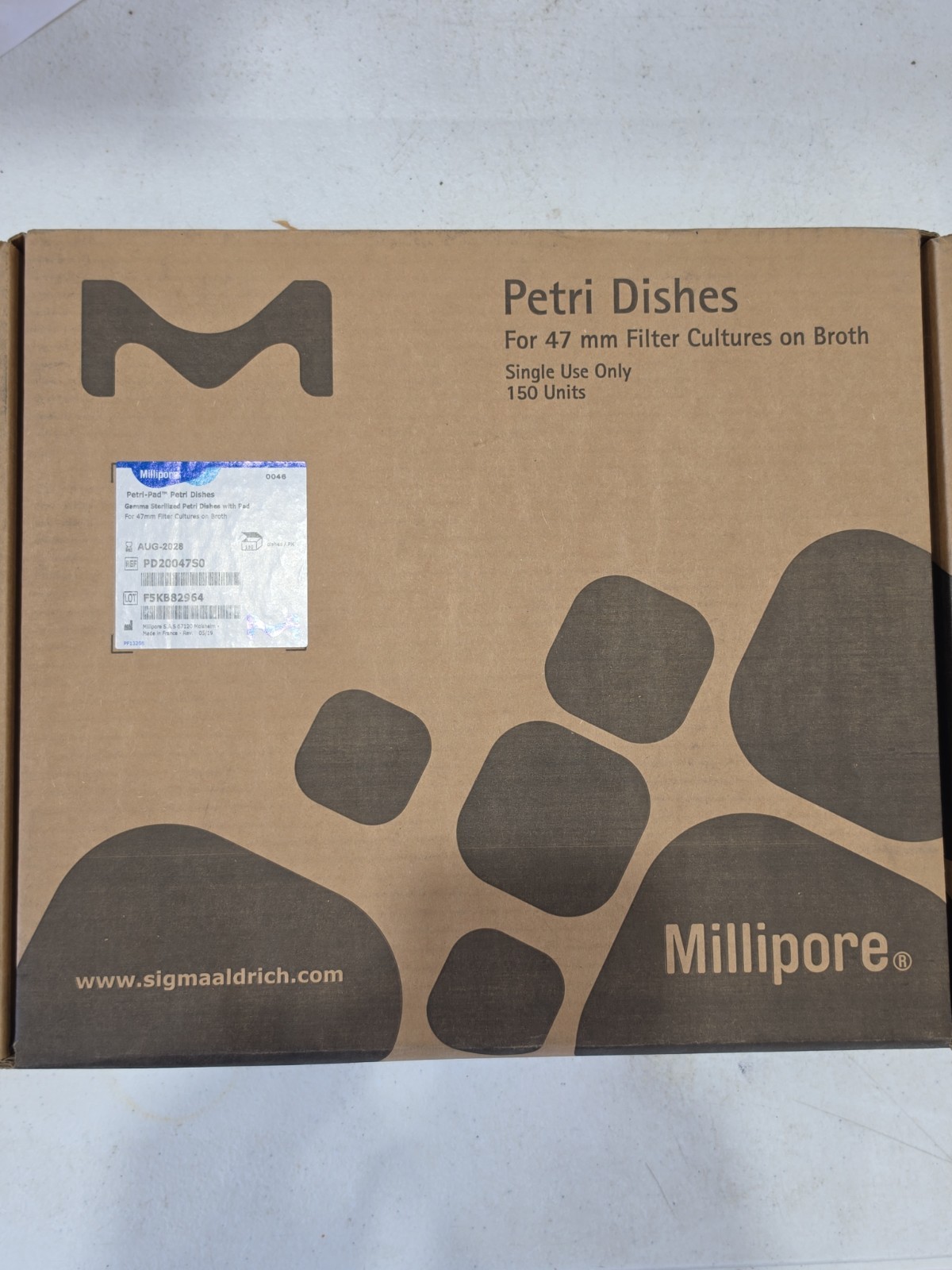 Box Of 150 Millipore Petri-Pad Petri dishes 47mm Filter Cultures On Broth