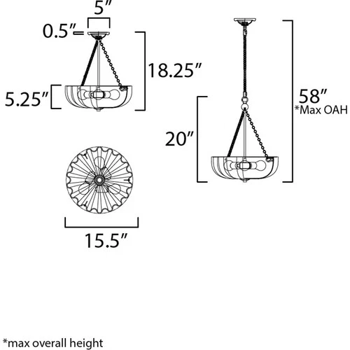 Maxim Lighting 22652WTNAB Bundt Semi-Flush Mount White and Natural Aged Brass - Picture 4 of 4