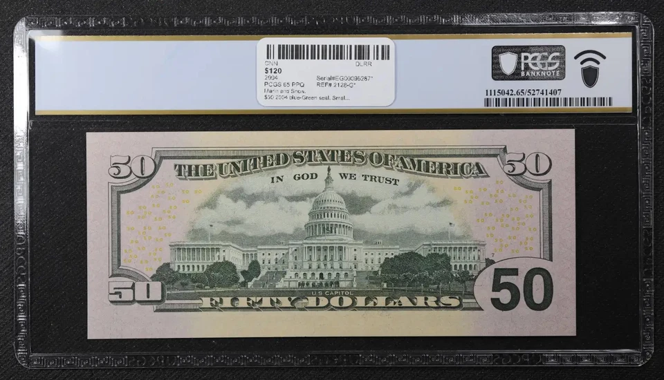 PCGS Gem UNC 65 PPQ 2004 $50 Chicago Star Note Federal Reserve Note - Image 2 of 2