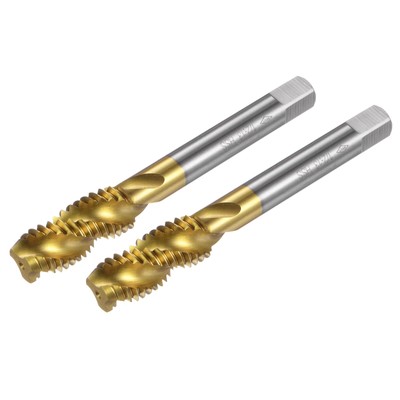 2pcs Spiral Flute Thread Taps 1/2-13 UNC H2 Ti-Coated Screw Threading Tapping