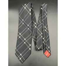Vtg Givenchy Gentlemen Paris Mens Neck Tie 100 Polyester Black Gray White