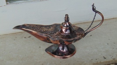Antike Messing Aladin Genie Öllampe Aladdin Chirag Räuchergefäß Vintage Geschenk