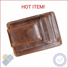 HOPSOOKEN Money Clip RFID Front Pocket Wallet Men Leather Slim Minimalist Wallet