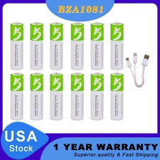 12x USB AA 1.5V Lithium ion Rechargeable li-ion Battery Fast Charge Type C Cable