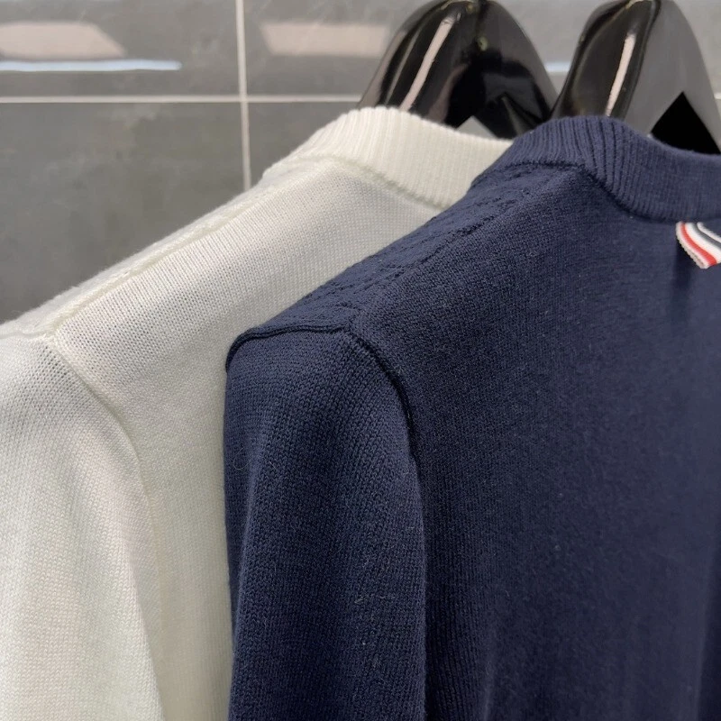 Cardigan donna Thom Browne fantasia girocollo con bottoni maglia