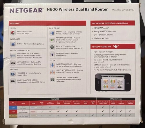 NETGEAR N600 Wireless Dual Band Wi-Fi Router WNDR3400-100NAS - Picture 2 of 5