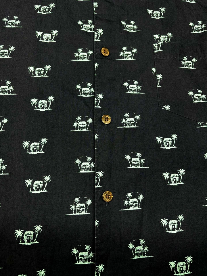 Camisa Havanera Co Para Hombres Hawaiana Aloha Palmera Manga Corta Azul Marino 2XL XX XXL Foto 2 de 3