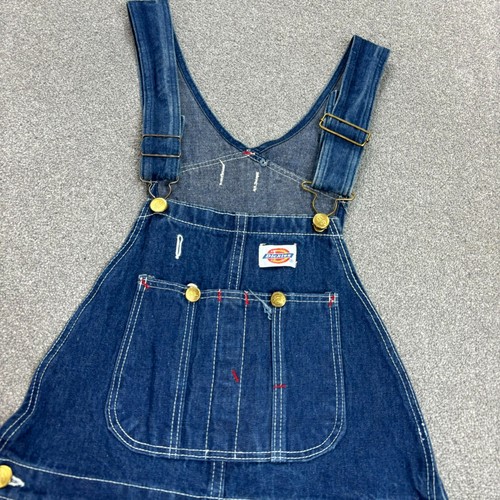 Dickies Dungarees Adult 31x7 Blue Bib Overalls Denim Workwear Cut Offs Mens - Picture 2 of 9