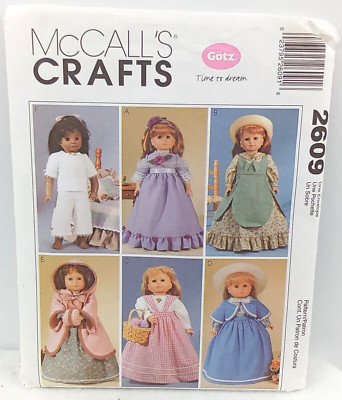 McCalls Doll Clothing Uncut Sewing Pattern 2609 Crafts Dress Shawl Muff 18'' Tall
