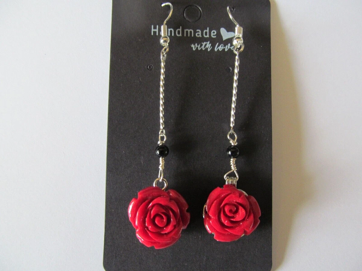 Orecchini a cerchio quadrati in argento con perline Onyx