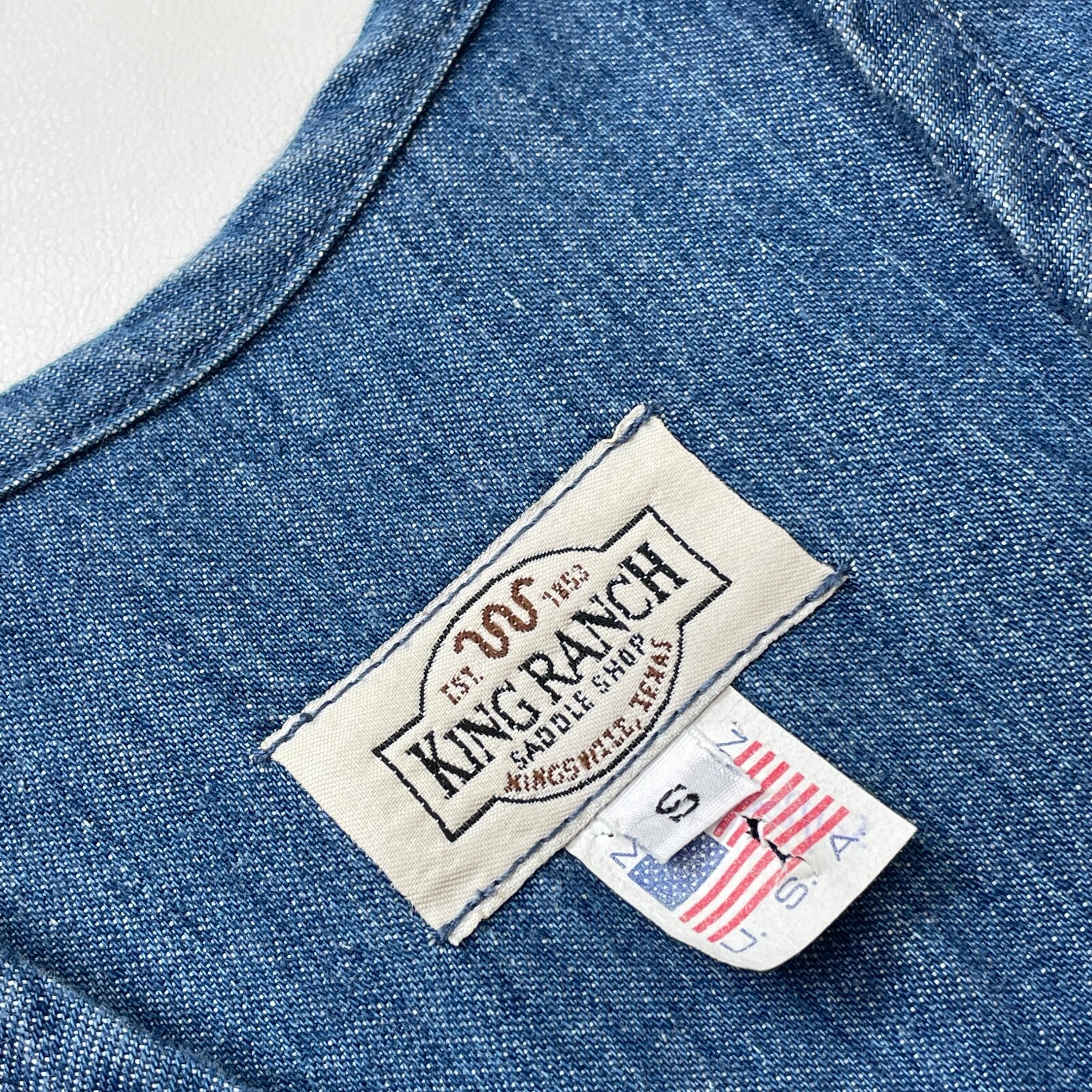 Vtg King Ranch Texas Denim Vest Women's Sleeveless Bl… Gem