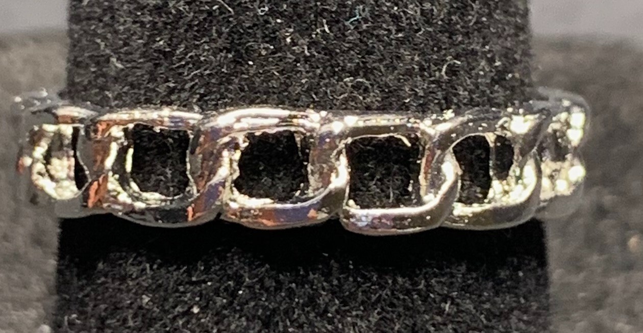 Vintage Antique Silver Tone Chain Ring - Size 6