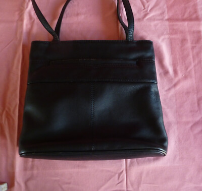 Lederhandtasche schwarz, 26 x 26 cm Siehe Bilder