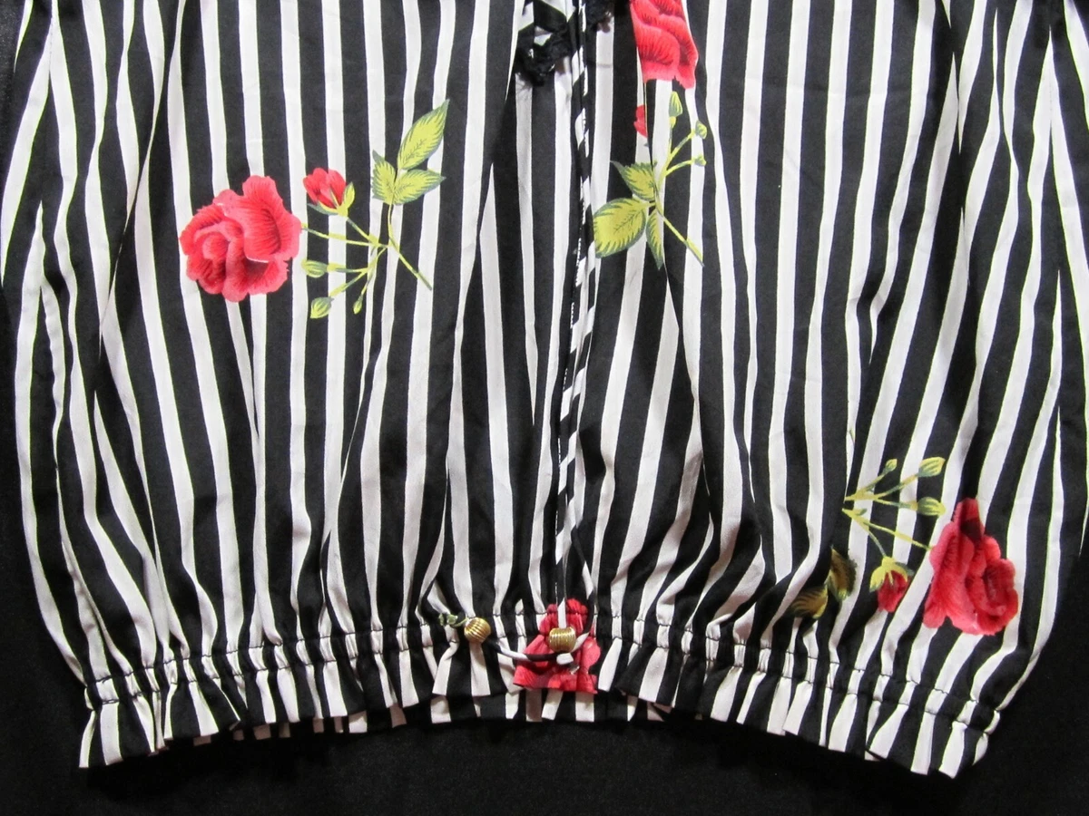 black blouse with roses