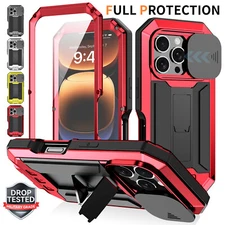 For iPhone 16 15 14 13Pro Max Case Shockproof Aluminum Gorilla Glass Metal Cover