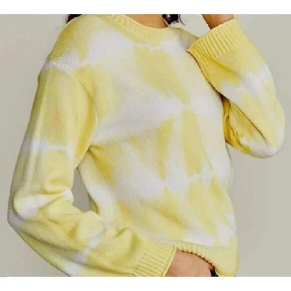 Elizabeth James Yellow Cotton Tie Dye Sweater Women's Size L