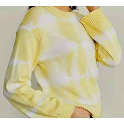 Elizabeth James Yellow Cotton Tie Dye Sweater Women's Size L