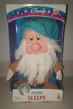VTG Disney Snow White and The Seven Dwarfs Sleepy 12" Plush Doll Mattel Eyes NEW
