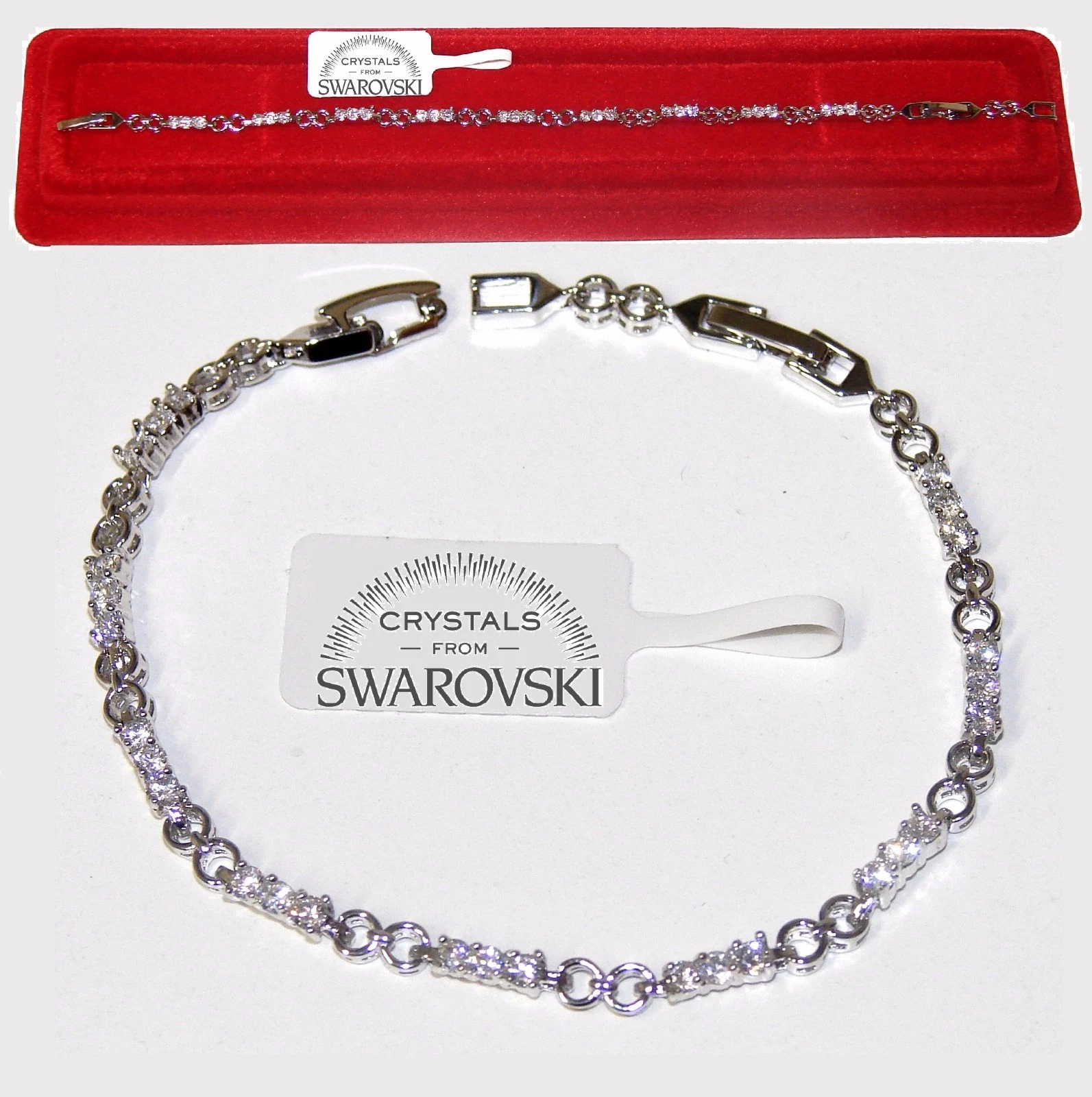 Bracciale tennis pl. oro bianco 18k,Uomo Donna,braccialetto infinito con astucci - Foto 1 di 1