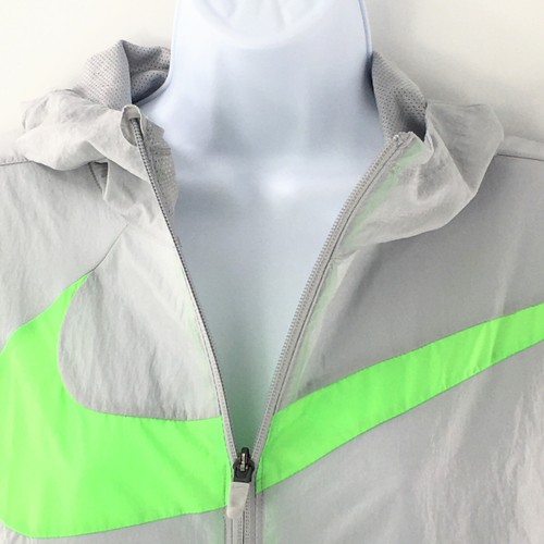 Nike Boys Crossover Jacket Nylon Gray Black Neon Geen Lightweight Pockets Sz XL - Picture 3 of 12