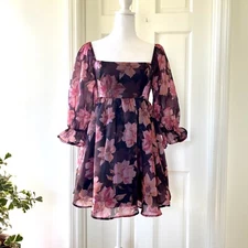 Thirty Thirty Floral Balloon Sleeve Babydoll Dress Women S Fairy Spring Coquette