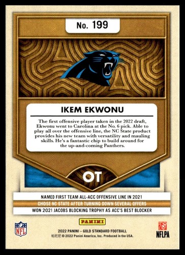 2022 Panini Gold Standard Rookie Platinum 46/75 Ikem Ekwonu #199 TS7 - Picture 2 of 2