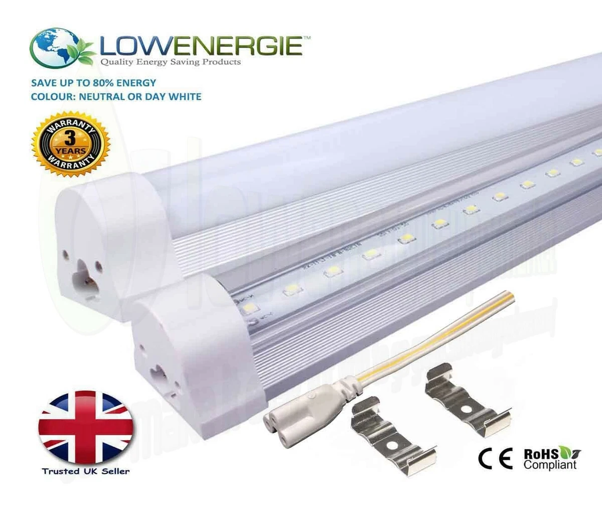 Integrated LED Tube Light T8 T12 Replacement Ceiling Energy Saving Multi Buy