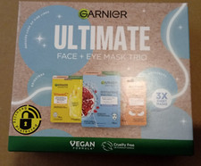 Image of Garnier Ultimate Face & Eye Mask Trio Giftset vegan formula, New