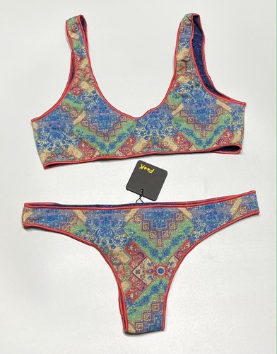 EFFEK F**K Costume 2 Due Pezzi Multicolore REVERSIBILE Donna Mare Spiaggia - Foto 7 di 15